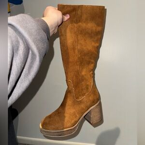 Society Tan Suede Heeled Boots